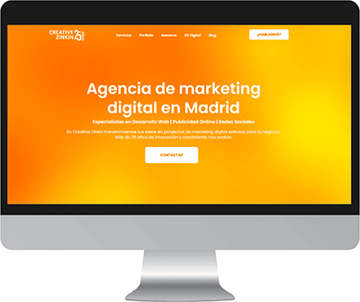Maquetación web con Elementor Pro para la agencia de marketing digital Creative Zinkin.