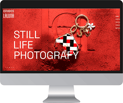 Diseño web creativo y visual para el portfolio de fotografía Still Life de Estudios LaLuna.
