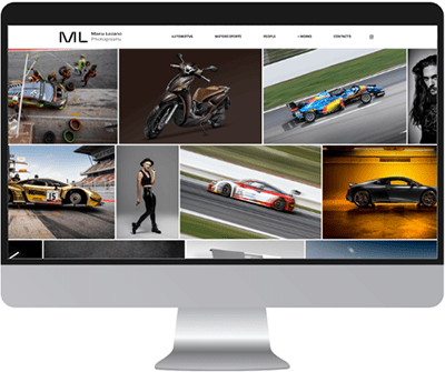 Maquetación web de portfolio fotográfico profesional especializado en automoción para Manu Lozano.