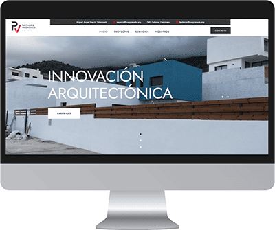 Estructura de sitio web profesional y visual para el estudio Palomar Arquitectos.