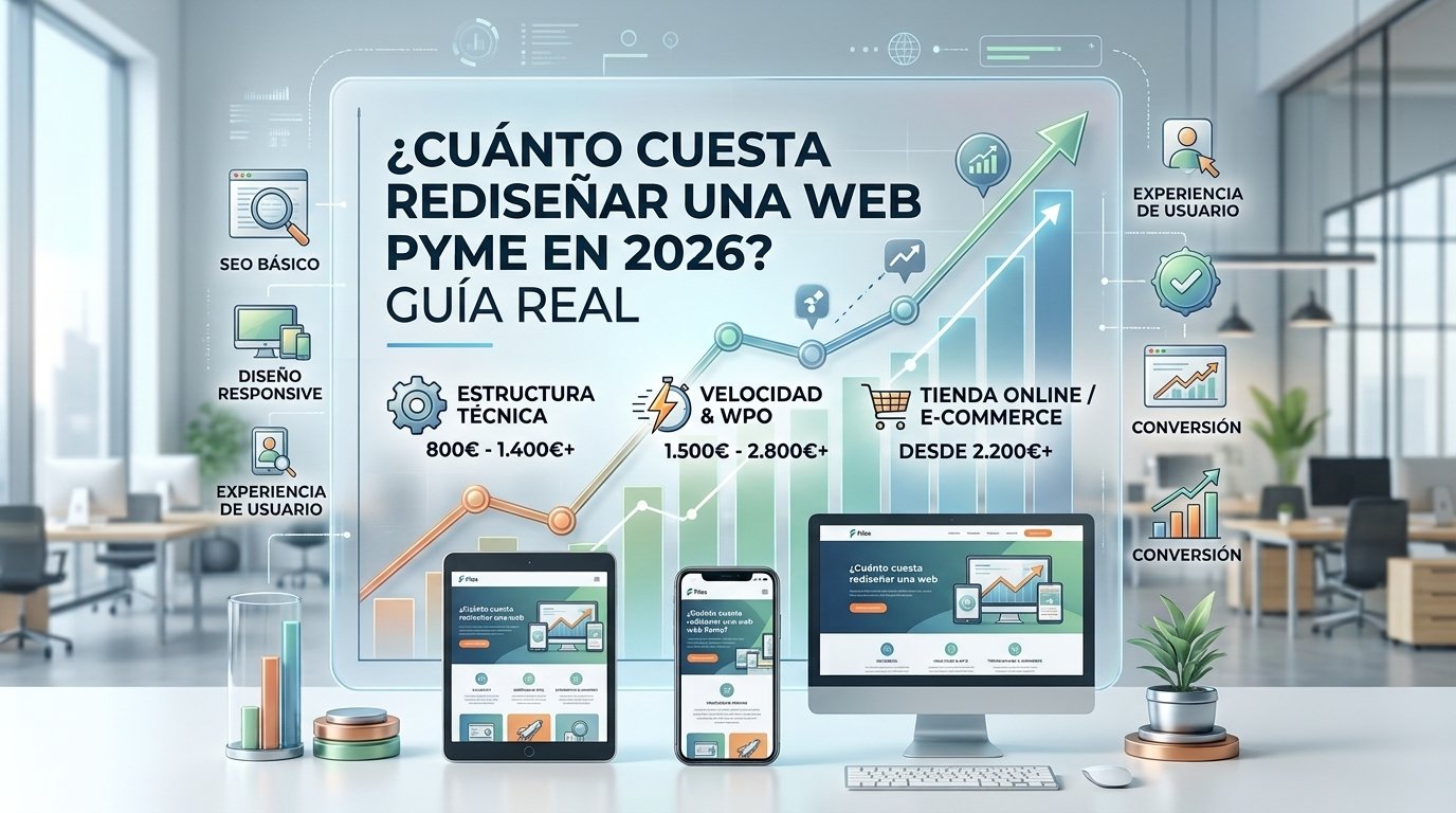Infografía sobre cuánto cuesta rediseñar una web en 2026